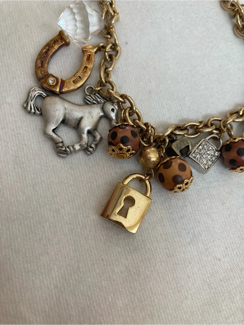Charm Bracelet Horse Key Padlock